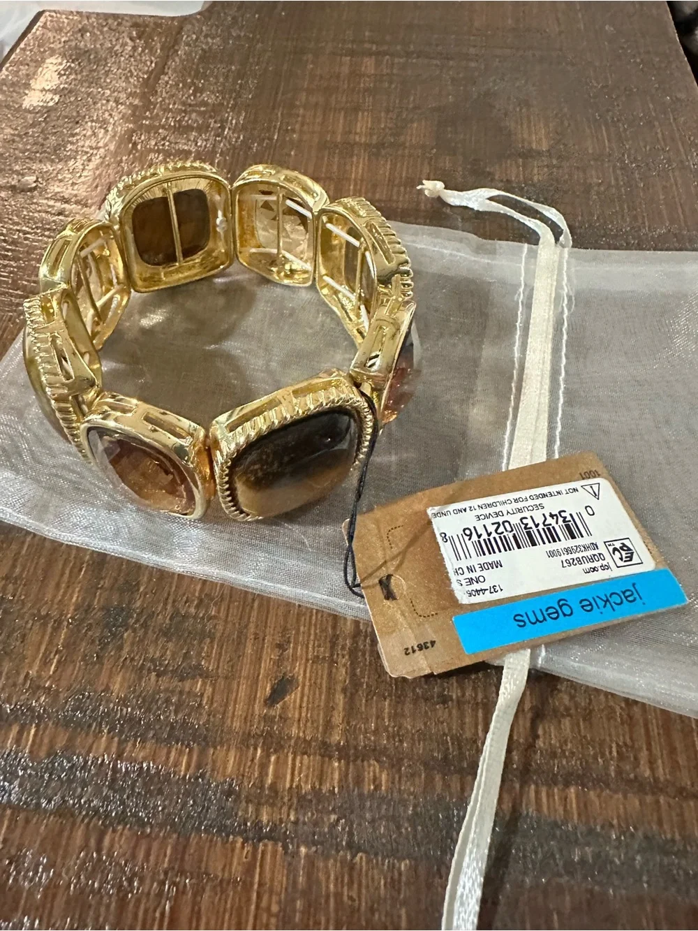 Monet Gold-Tone Bracelet with Brown Gemstone Accents